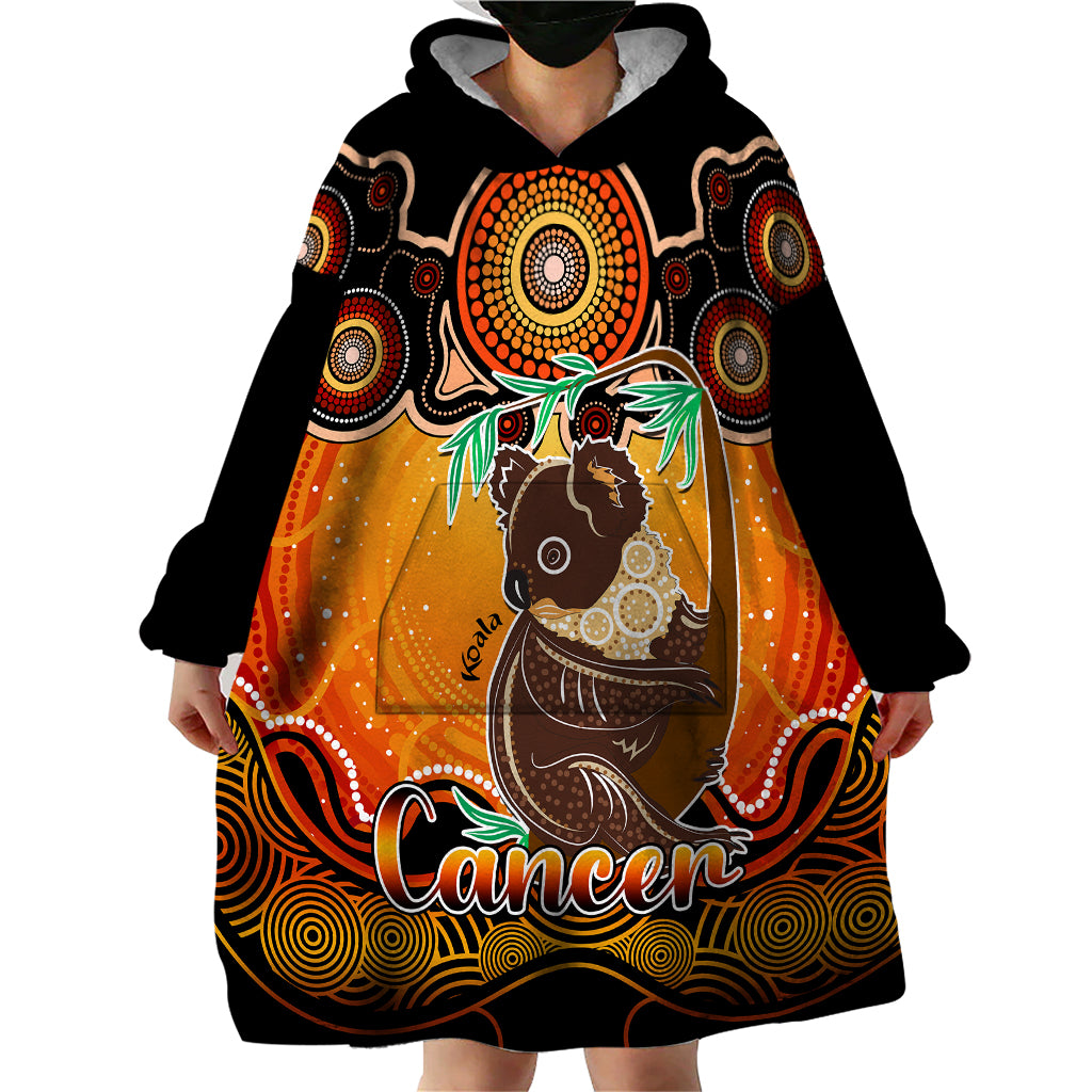 Personalised Australia Cancer Koala Zodiac Wearable Blanket Hoodie Auz Astrology Aboriginal - Red - Vibe Hoodie Shop