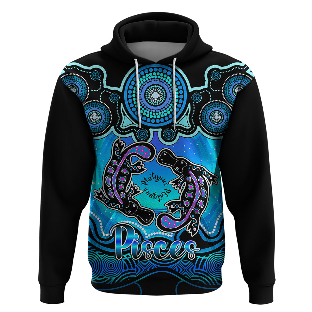Personalised Australia Pisces  Platypus Zodiac Hoodie Auz Astrology Aboriginal - Aqua LT9 - Vibe Hoodie Shop