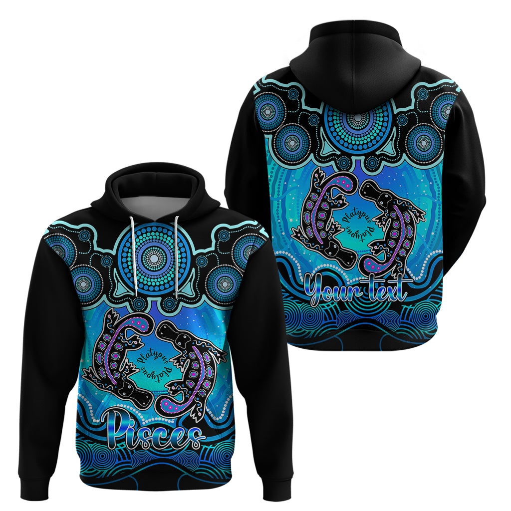 Personalised Australia Pisces  Platypus Zodiac Hoodie Auz Astrology Aboriginal - Aqua LT9 - Vibe Hoodie Shop