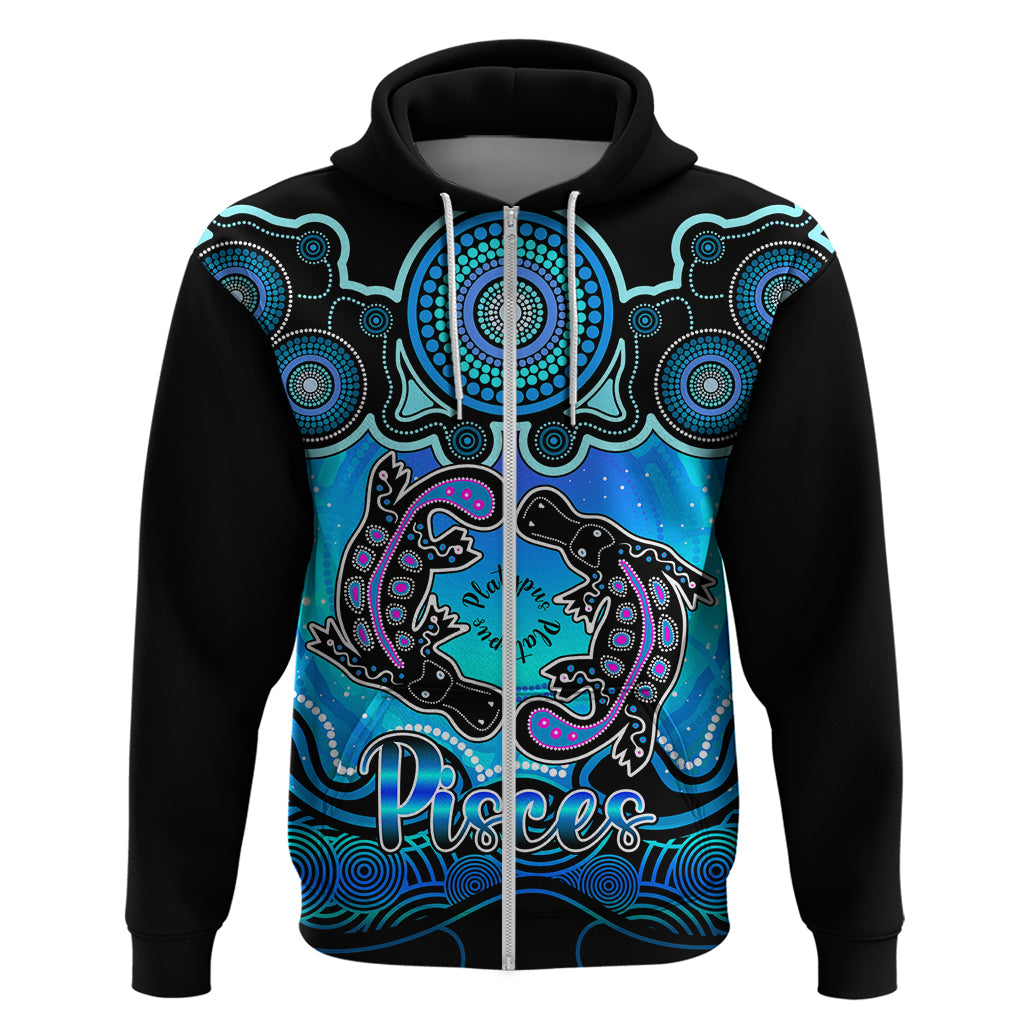 Personalised Australia Pisces  Platypus Zodiac Hoodie Auz Astrology Aboriginal - Aqua LT9 - Vibe Hoodie Shop