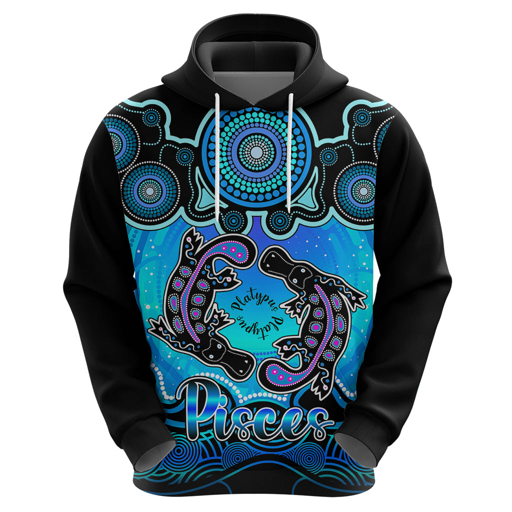 Personalised Australia Pisces  Platypus Zodiac Hoodie Auz Astrology Aboriginal - Aqua LT9 - Vibe Hoodie Shop