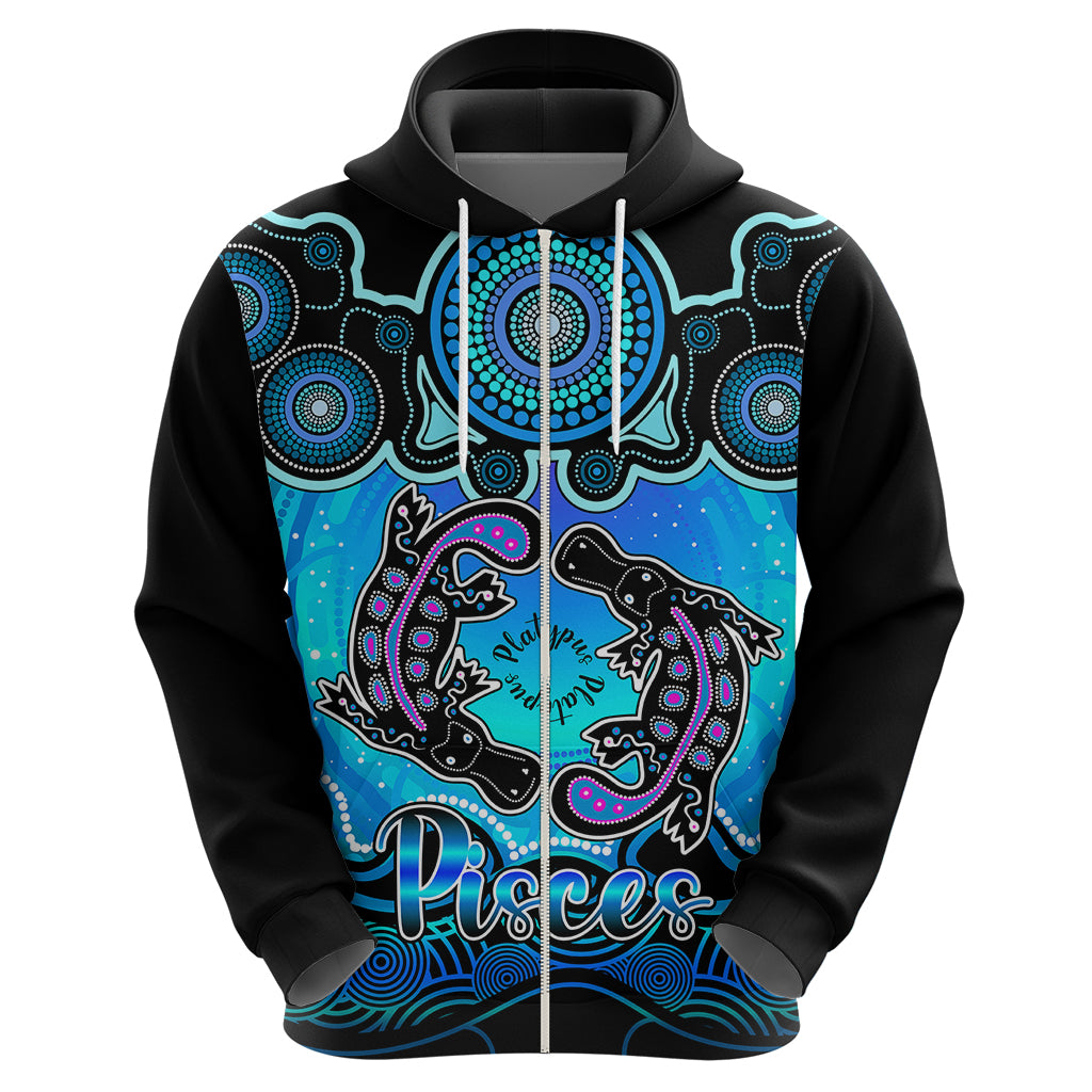 Personalised Australia Pisces  Platypus Zodiac Hoodie Auz Astrology Aboriginal - Aqua LT9 - Vibe Hoodie Shop