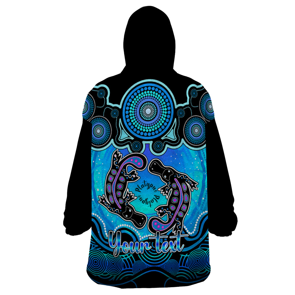 Personalised Australia Pisces  Platypus Zodiac Wearable Blanket Hoodie Auz Astrology Aboriginal - Aqua - Vibe Hoodie Shop