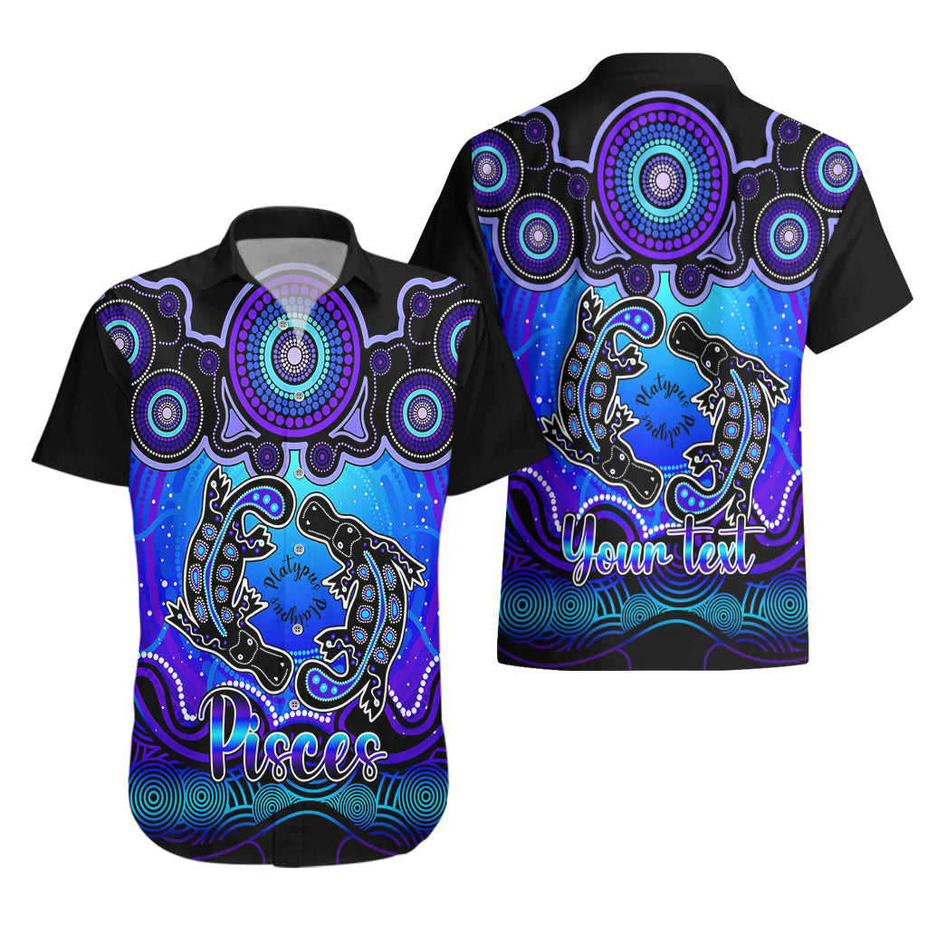 Personalised Australia Pisces  Platypus Zodiac Hawaiian Shirt Auz Astrology Aboriginal - Blue - Vibe Hoodie Shop