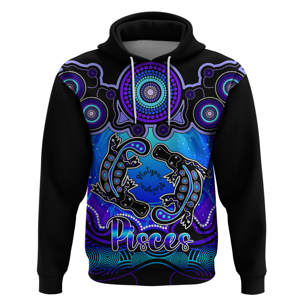Personalised Australia Pisces  Platypus Zodiac Hoodie Auz Astrology Aboriginal - Blue LT9 - Vibe Hoodie Shop