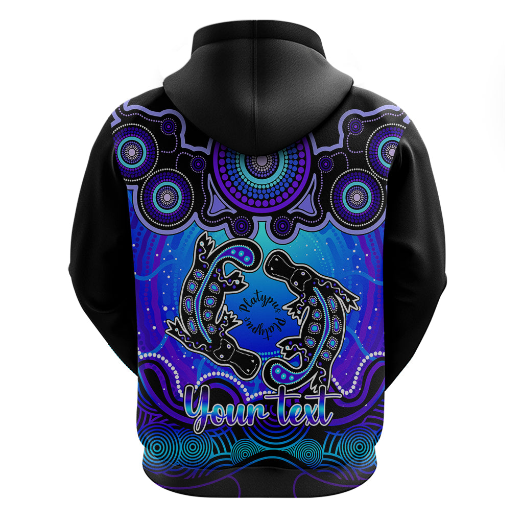 Personalised Australia Pisces  Platypus Zodiac Hoodie Auz Astrology Aboriginal - Blue LT9 - Vibe Hoodie Shop