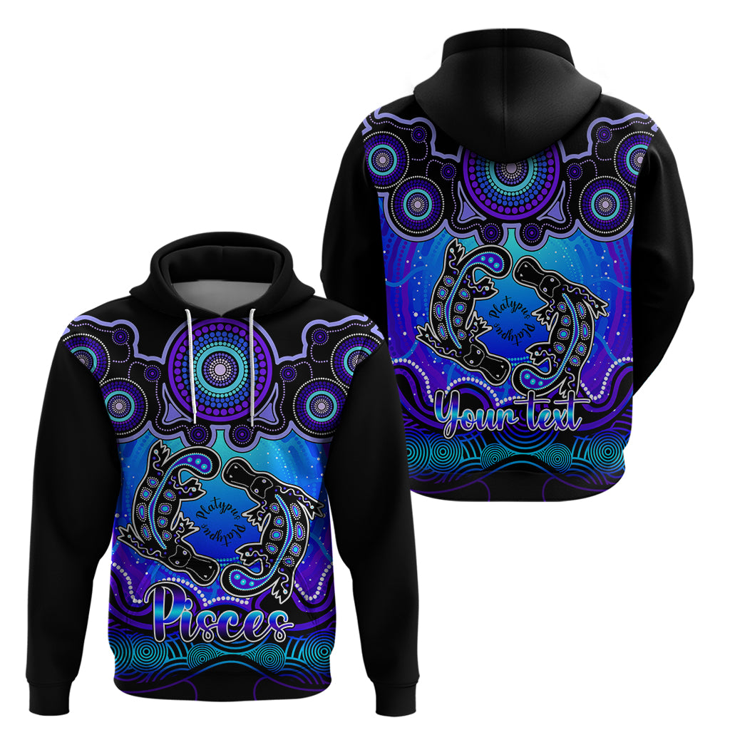 Personalised Australia Pisces  Platypus Zodiac Hoodie Auz Astrology Aboriginal - Blue LT9 - Vibe Hoodie Shop