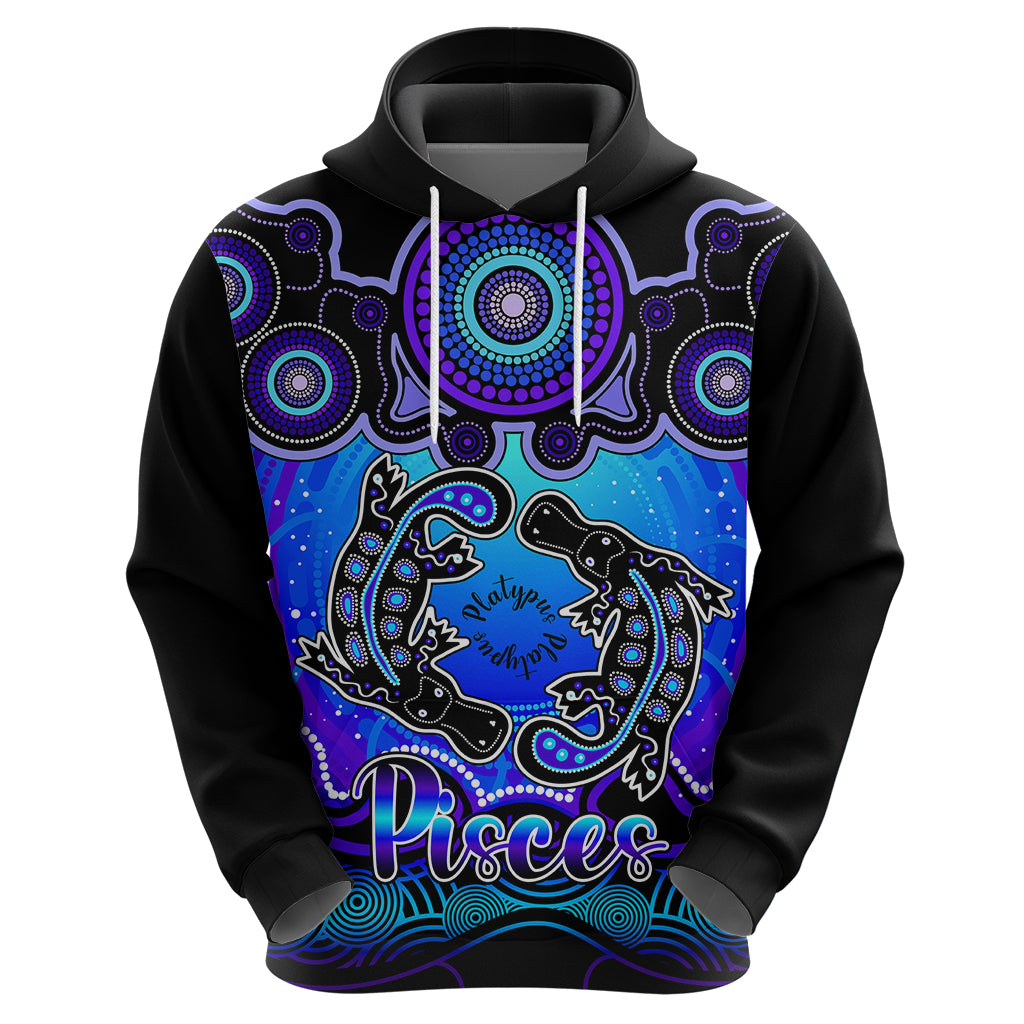 Personalised Australia Pisces  Platypus Zodiac Hoodie Auz Astrology Aboriginal - Blue LT9 - Vibe Hoodie Shop