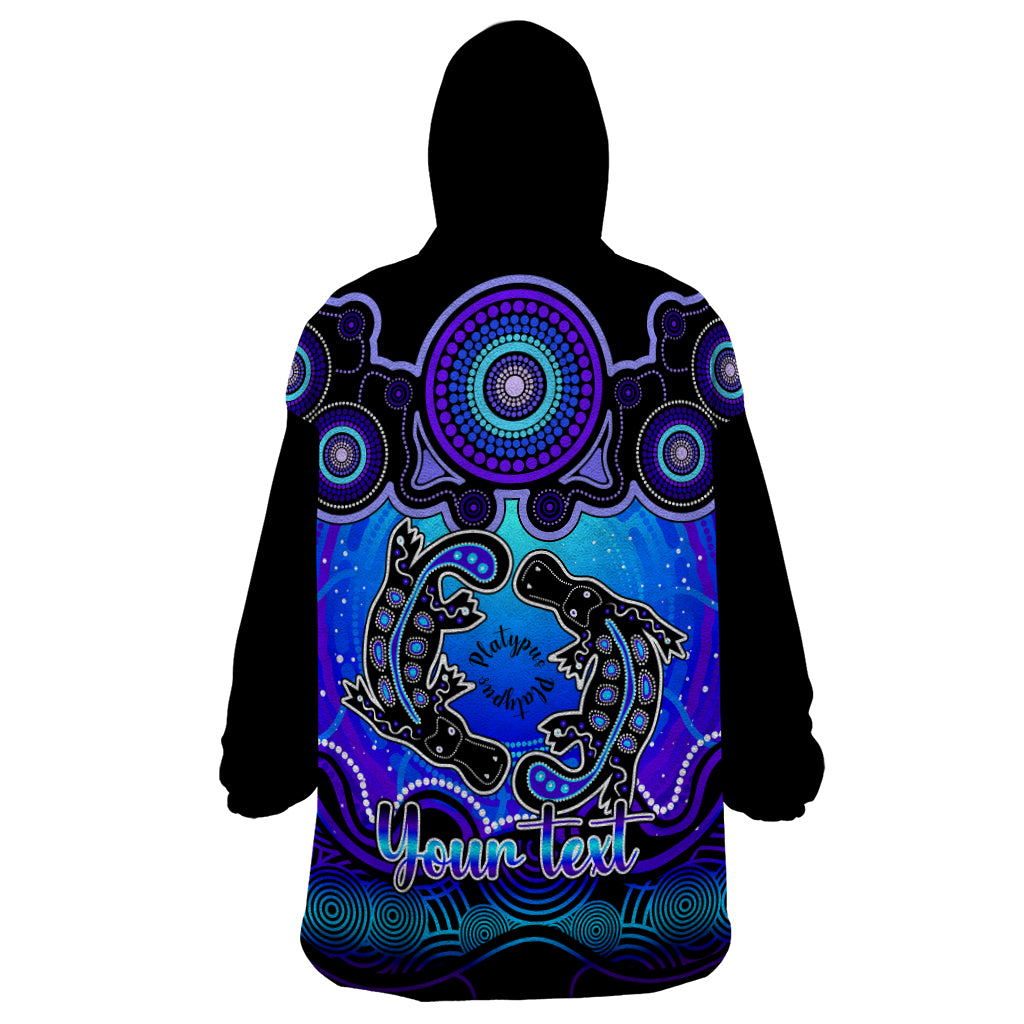 Personalised Australia Pisces  Platypus Zodiac Wearable Blanket Hoodie Auz Astrology Aboriginal - Blue - Vibe Hoodie Shop