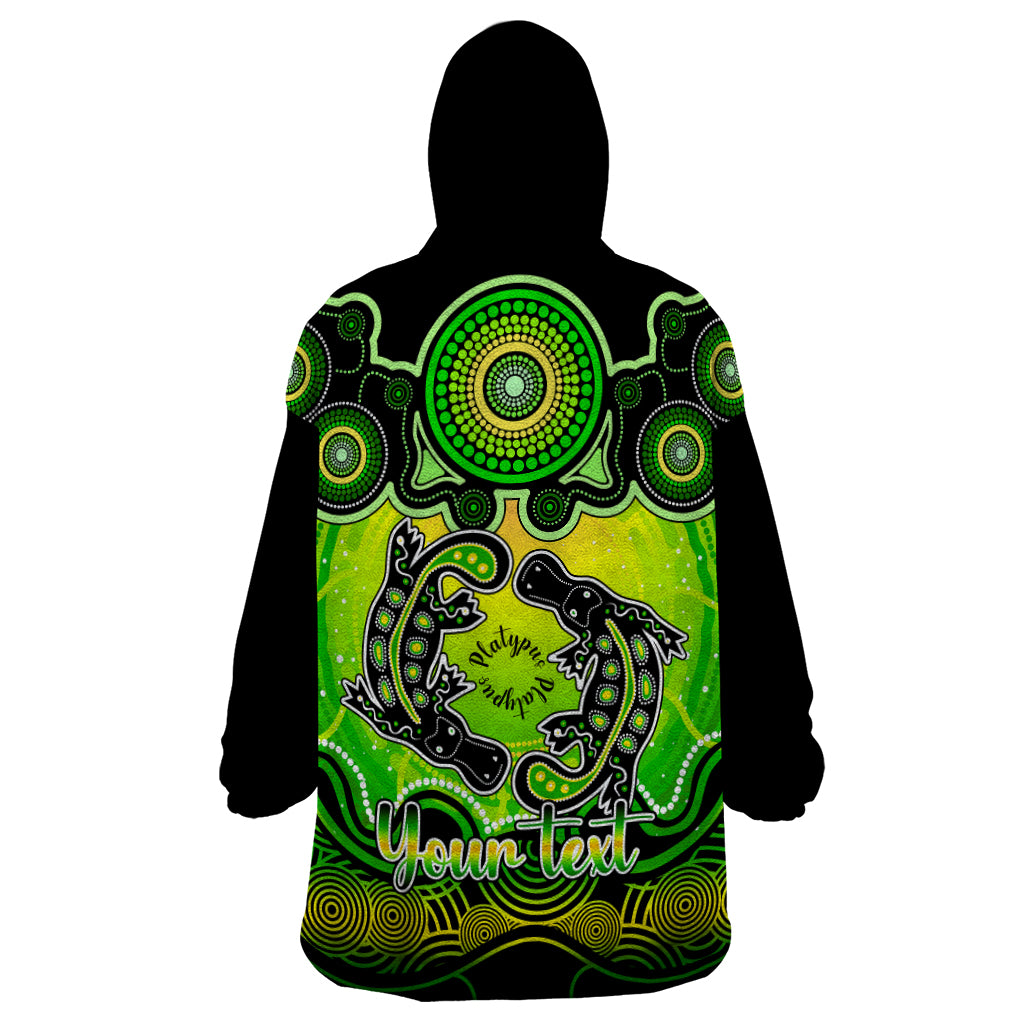 Personalised Australia Pisces  Platypus Zodiac Wearable Blanket Hoodie Auz Astrology Aboriginal - Green - Vibe Hoodie Shop