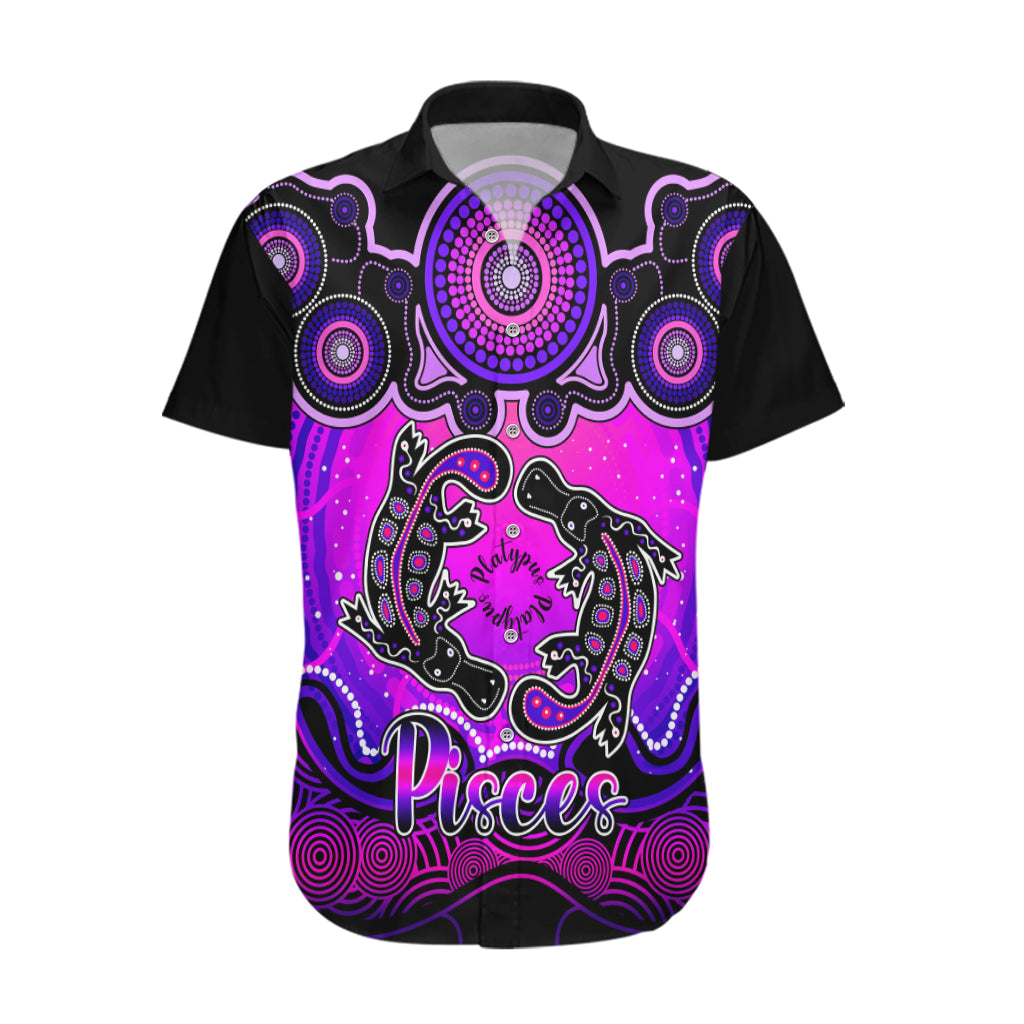 Personalised Australia Pisces  Platypus Zodiac Hawaiian Shirt Auz Astrology Aboriginal - Magenta - Vibe Hoodie Shop