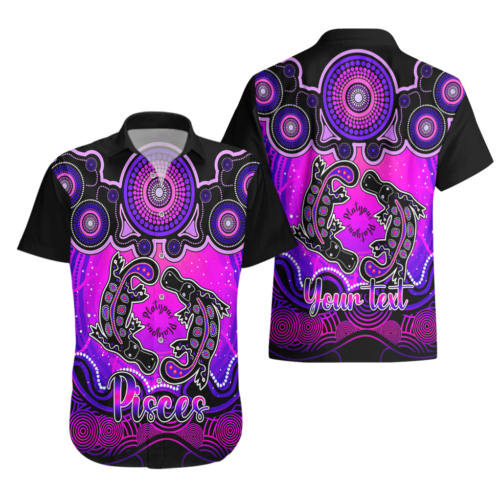 Personalised Australia Pisces  Platypus Zodiac Hawaiian Shirt Auz Astrology Aboriginal - Magenta - Vibe Hoodie Shop