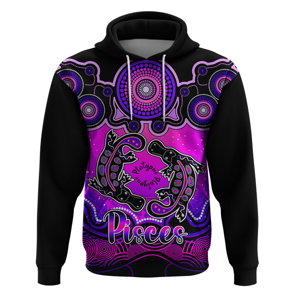 Personalised Australia Pisces  Platypus Zodiac Hoodie Auz Astrology Aboriginal - Magenta LT9 - Vibe Hoodie Shop
