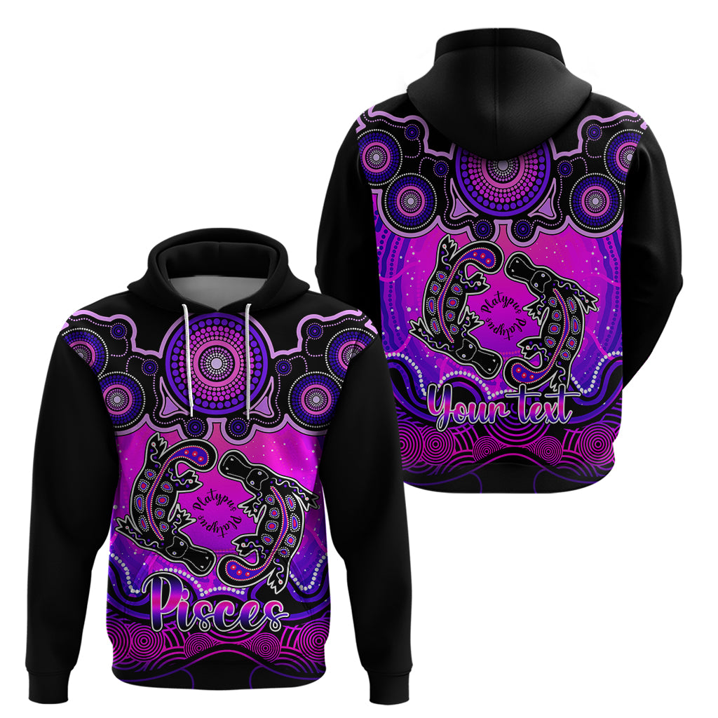 Personalised Australia Pisces  Platypus Zodiac Hoodie Auz Astrology Aboriginal - Magenta LT9 - Vibe Hoodie Shop