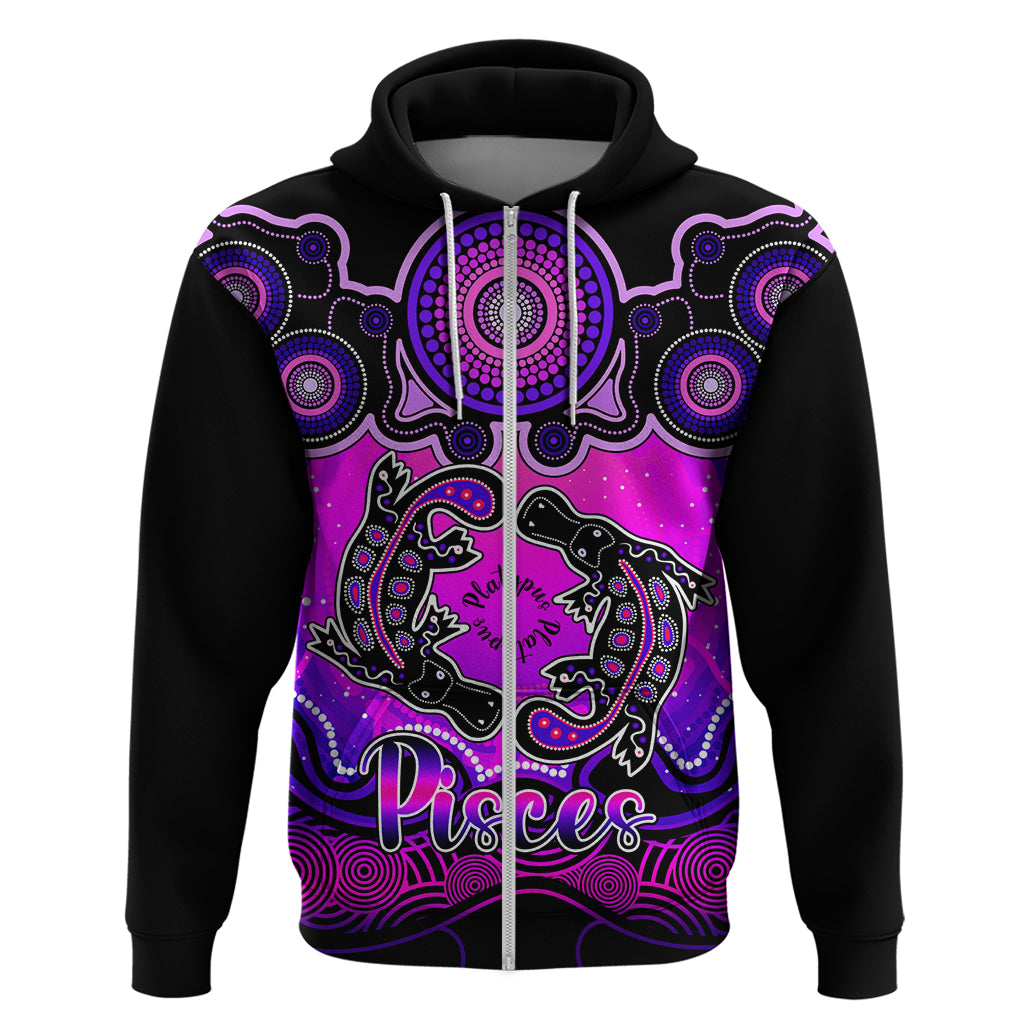 Personalised Australia Pisces  Platypus Zodiac Hoodie Auz Astrology Aboriginal - Magenta LT9 - Vibe Hoodie Shop