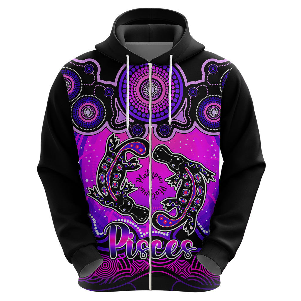 Personalised Australia Pisces  Platypus Zodiac Hoodie Auz Astrology Aboriginal - Magenta LT9 - Vibe Hoodie Shop