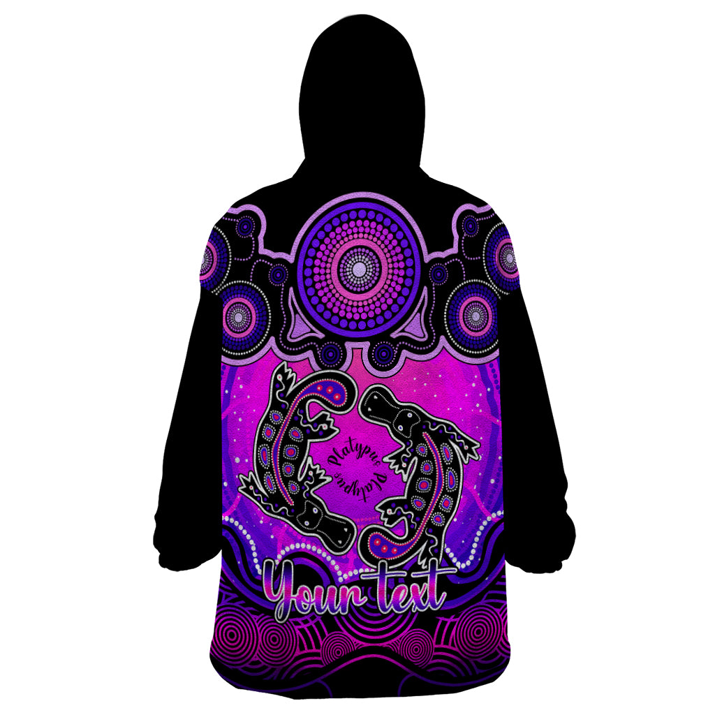 Personalised Australia Pisces  Platypus Zodiac Wearable Blanket Hoodie Auz Astrology Aboriginal - Magenta - Vibe Hoodie Shop