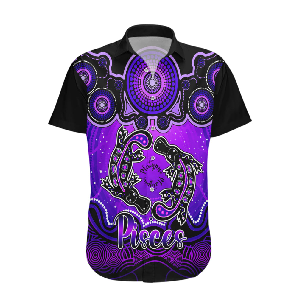 Personalised Australia Pisces  Platypus Zodiac Hawaiian Shirt Auz Astrology Aboriginal - Purple - Vibe Hoodie Shop