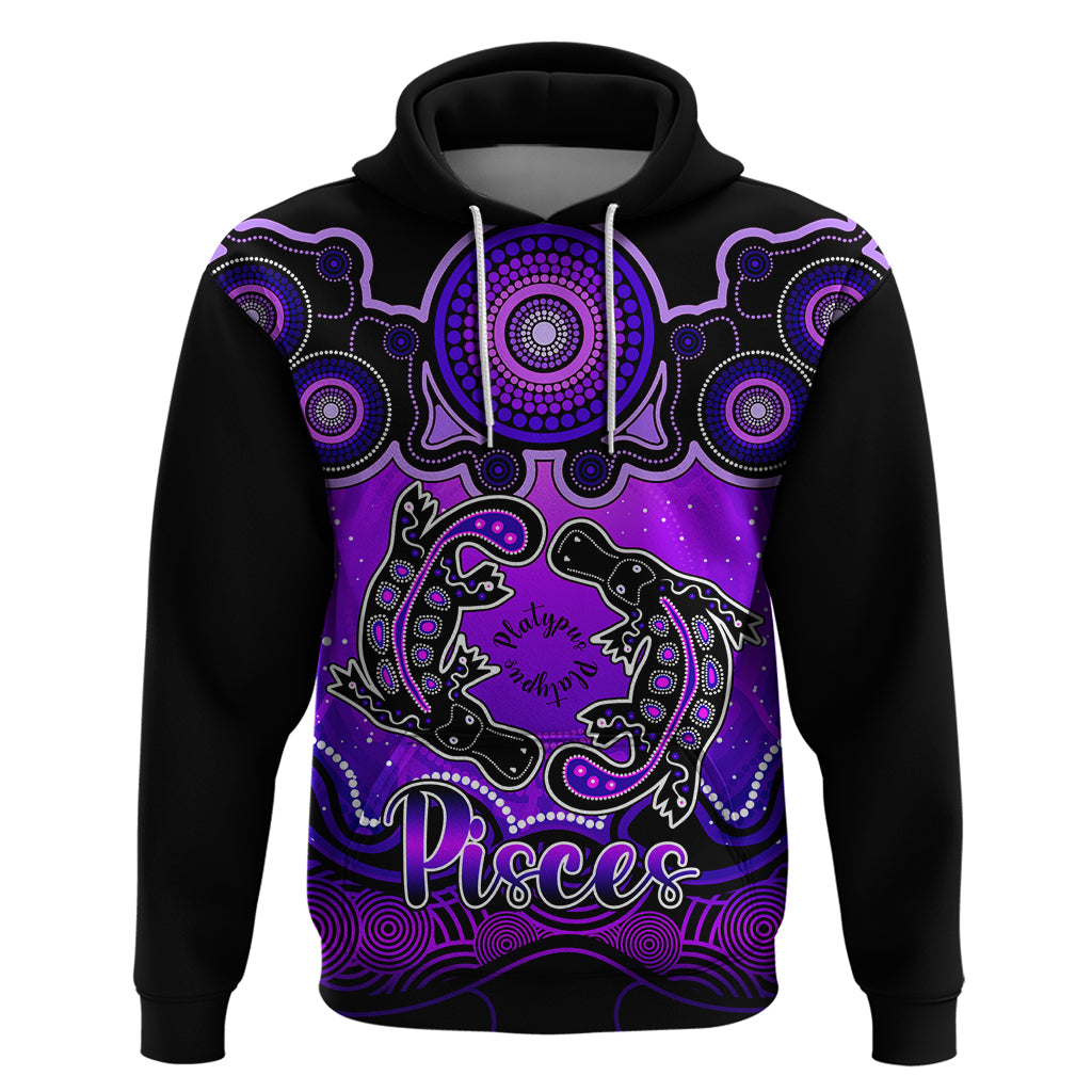 Personalised Australia Pisces  Platypus Zodiac Hoodie Auz Astrology Aboriginal - Purple LT9 - Vibe Hoodie Shop