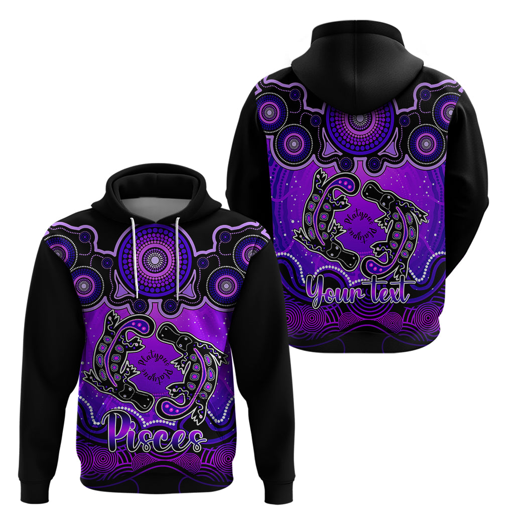 Personalised Australia Pisces  Platypus Zodiac Hoodie Auz Astrology Aboriginal - Purple LT9 - Vibe Hoodie Shop