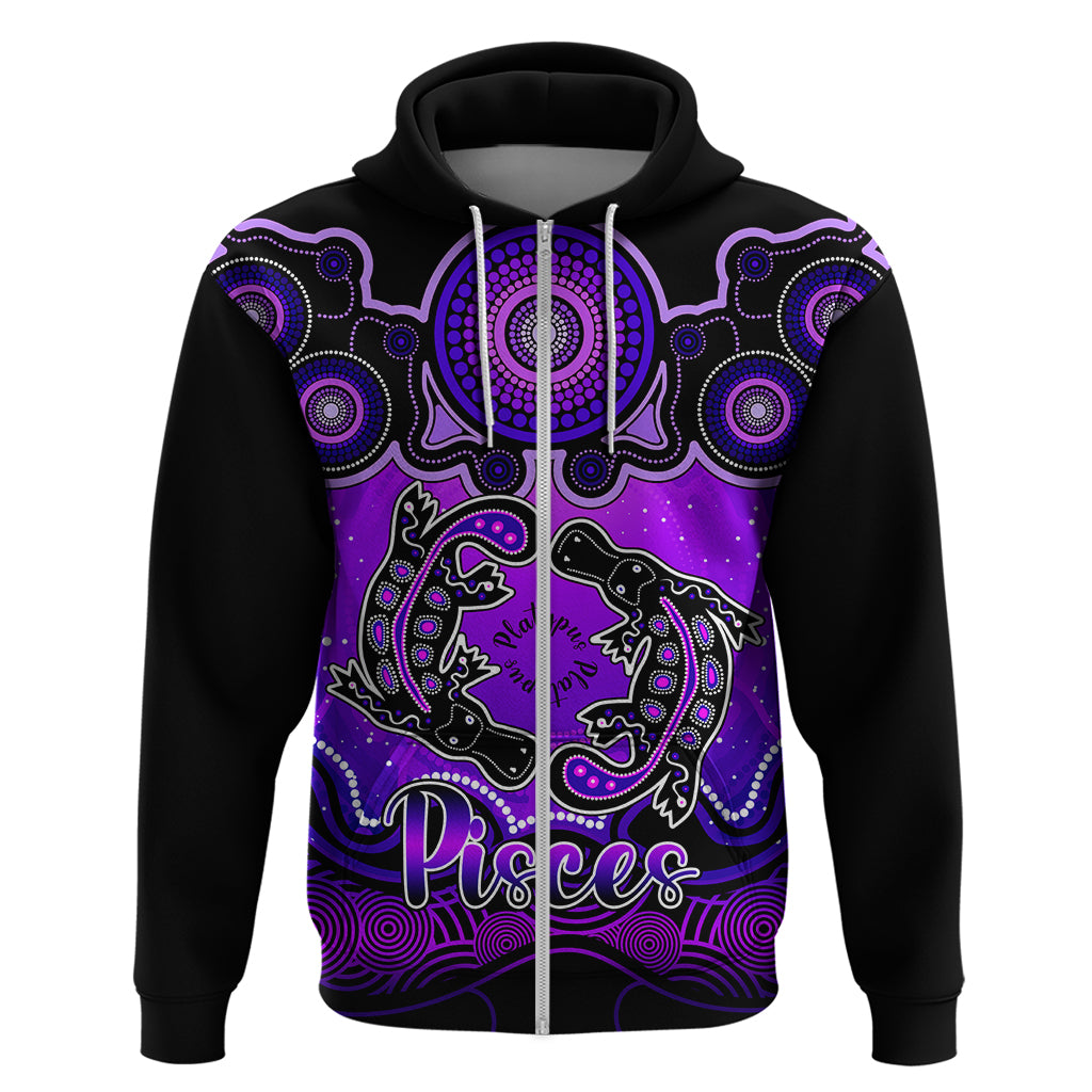 Personalised Australia Pisces  Platypus Zodiac Hoodie Auz Astrology Aboriginal - Purple LT9 - Vibe Hoodie Shop