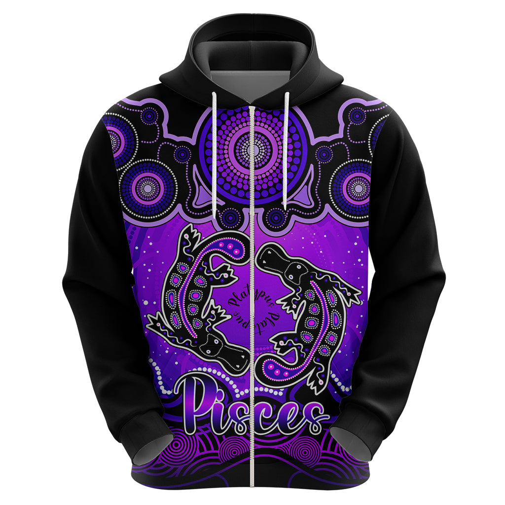 Personalised Australia Pisces  Platypus Zodiac Hoodie Auz Astrology Aboriginal - Purple LT9 - Vibe Hoodie Shop