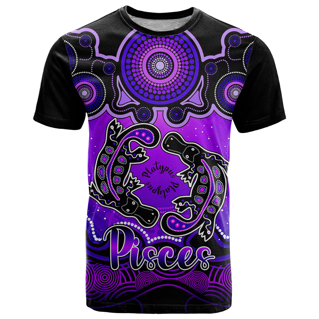 Personalised Australia Pisces  Platypus Zodiac T Shirt Auz Astrology Aboriginal - Purple LT9 - Vibe Hoodie Shop