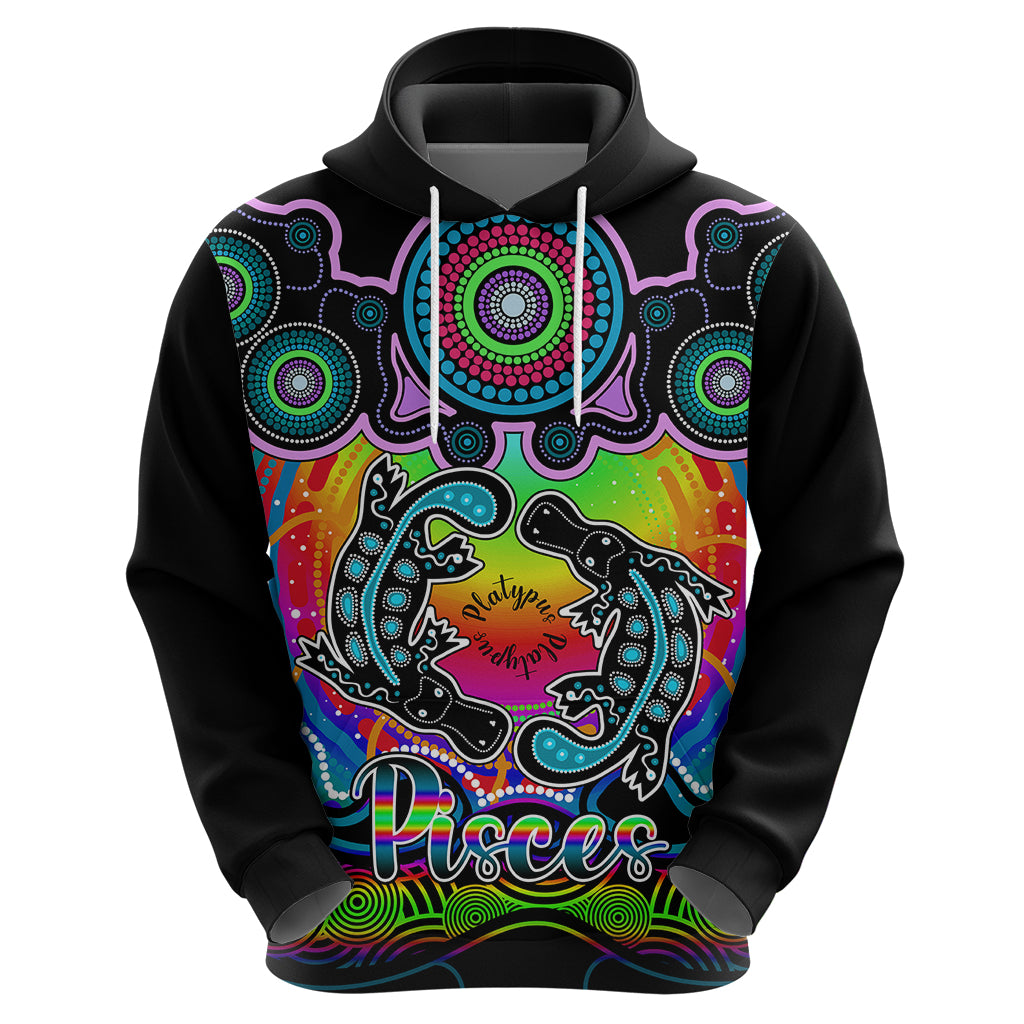 Personalised Australia Pisces  Platypus Zodiac Hoodie Auz Astrology Aboriginal - Rainbow LT9 - Vibe Hoodie Shop