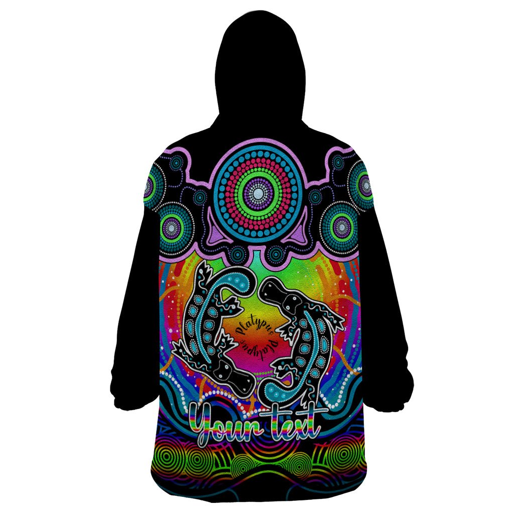 Personalised Australia Pisces  Platypus Zodiac Wearable Blanket Hoodie Auz Astrology Aboriginal - Rainbow - Vibe Hoodie Shop