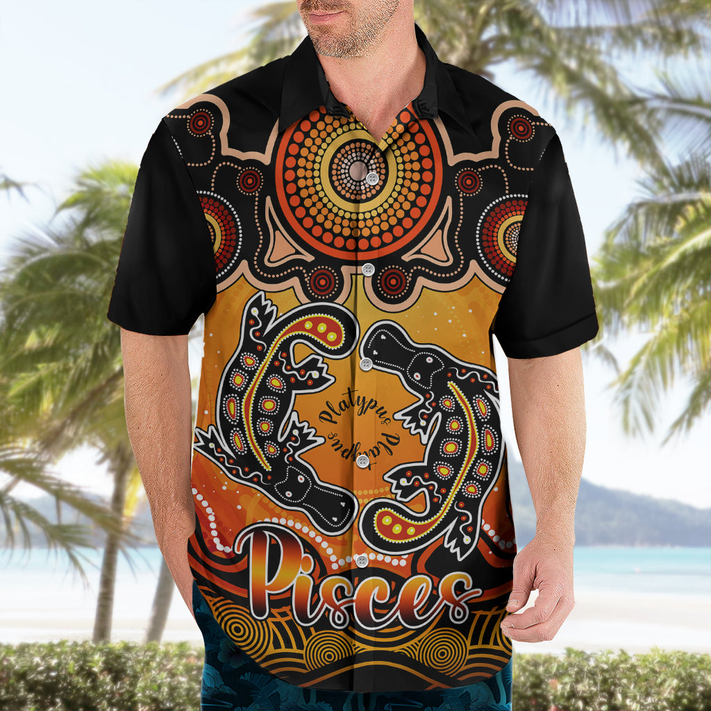 Personalised Australia Pisces  Platypus Zodiac Hawaiian Shirt Auz Astrology Aboriginal - Red - Vibe Hoodie Shop