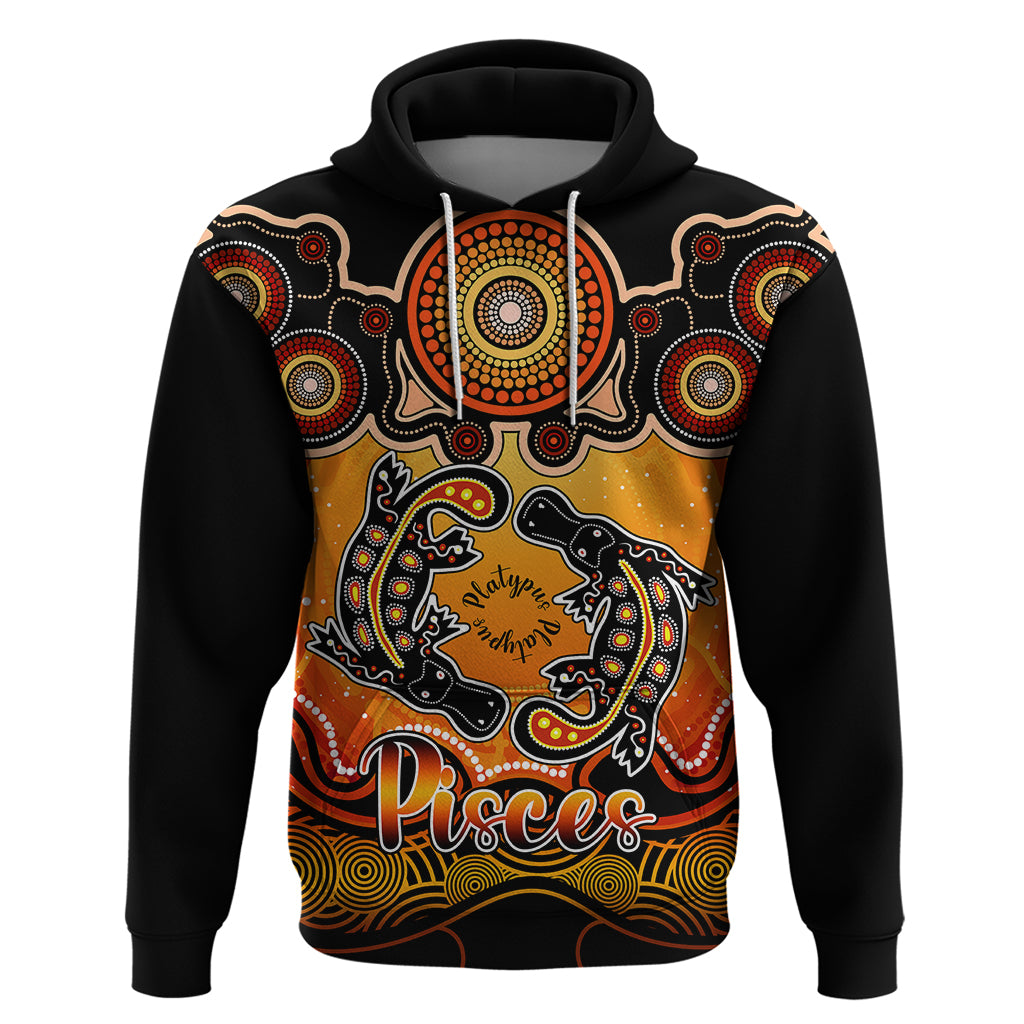 Personalised Australia Pisces  Platypus Zodiac Hoodie Auz Astrology Aboriginal - Red LT9 - Vibe Hoodie Shop