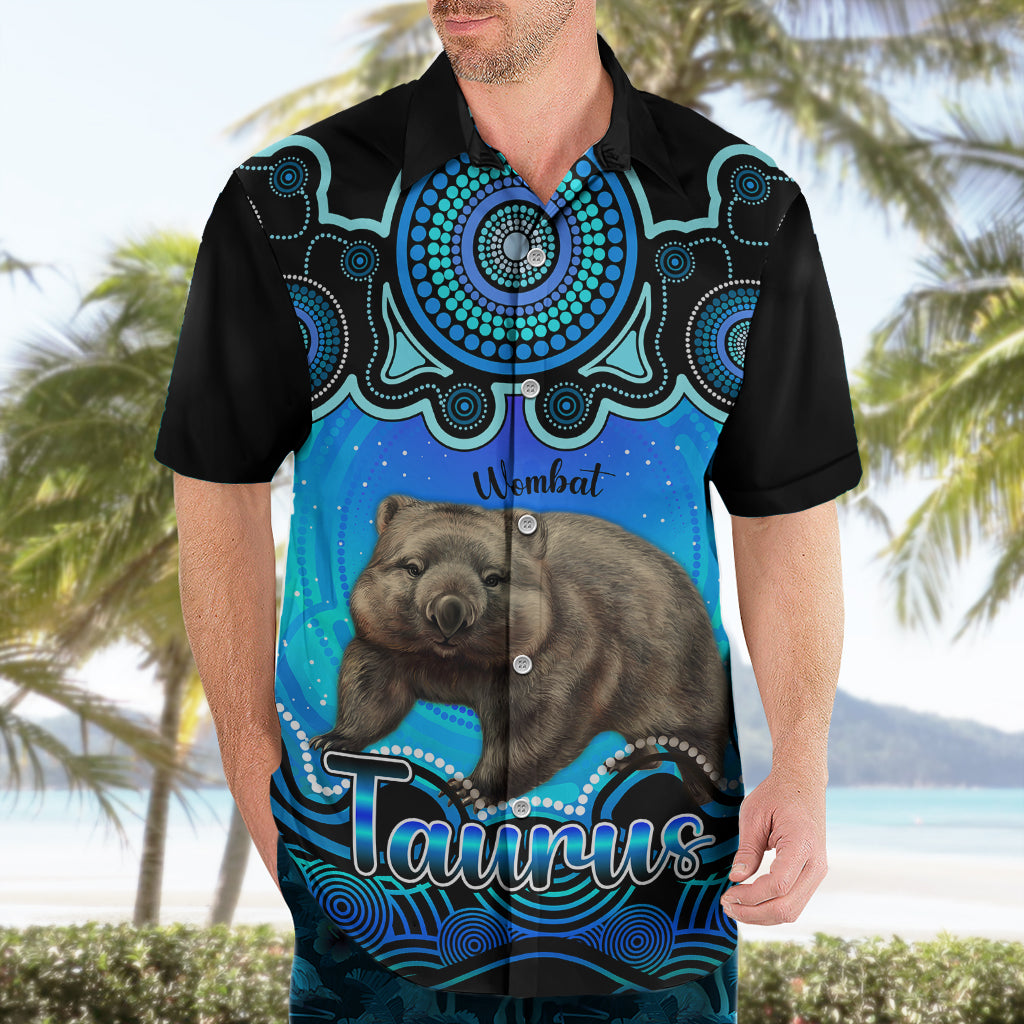 Personalised Australia Taurus Wombat Zodiac Hawaiian Shirt Auz Astrology Aboriginal - Aqua - Vibe Hoodie Shop