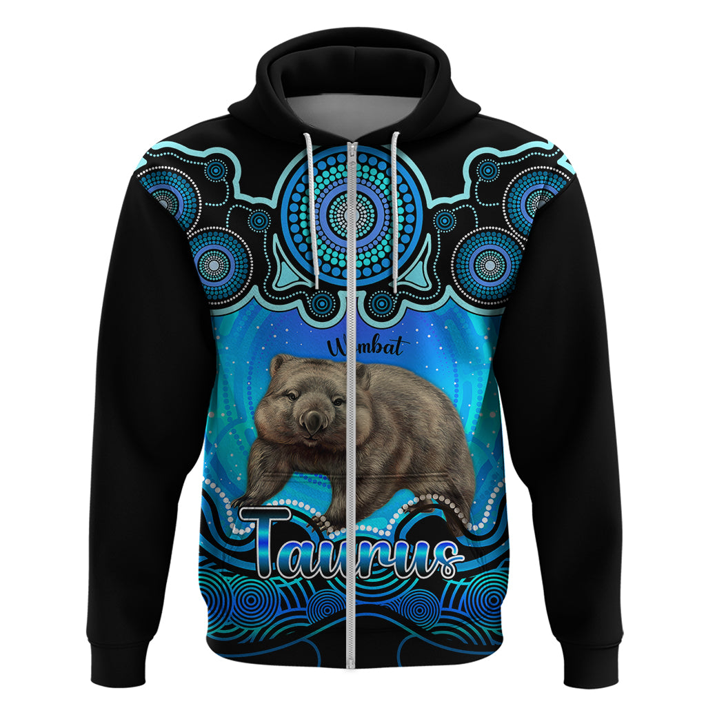 Personalised Australia Taurus Wombat Zodiac Hoodie Auz Astrology Aboriginal - Aqua LT9 - Vibe Hoodie Shop