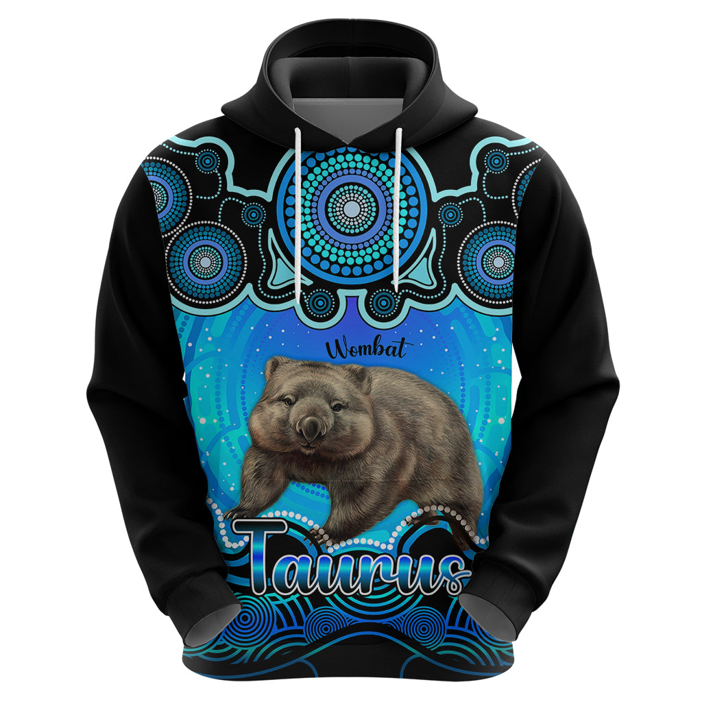Personalised Australia Taurus Wombat Zodiac Hoodie Auz Astrology Aboriginal - Aqua LT9 - Vibe Hoodie Shop