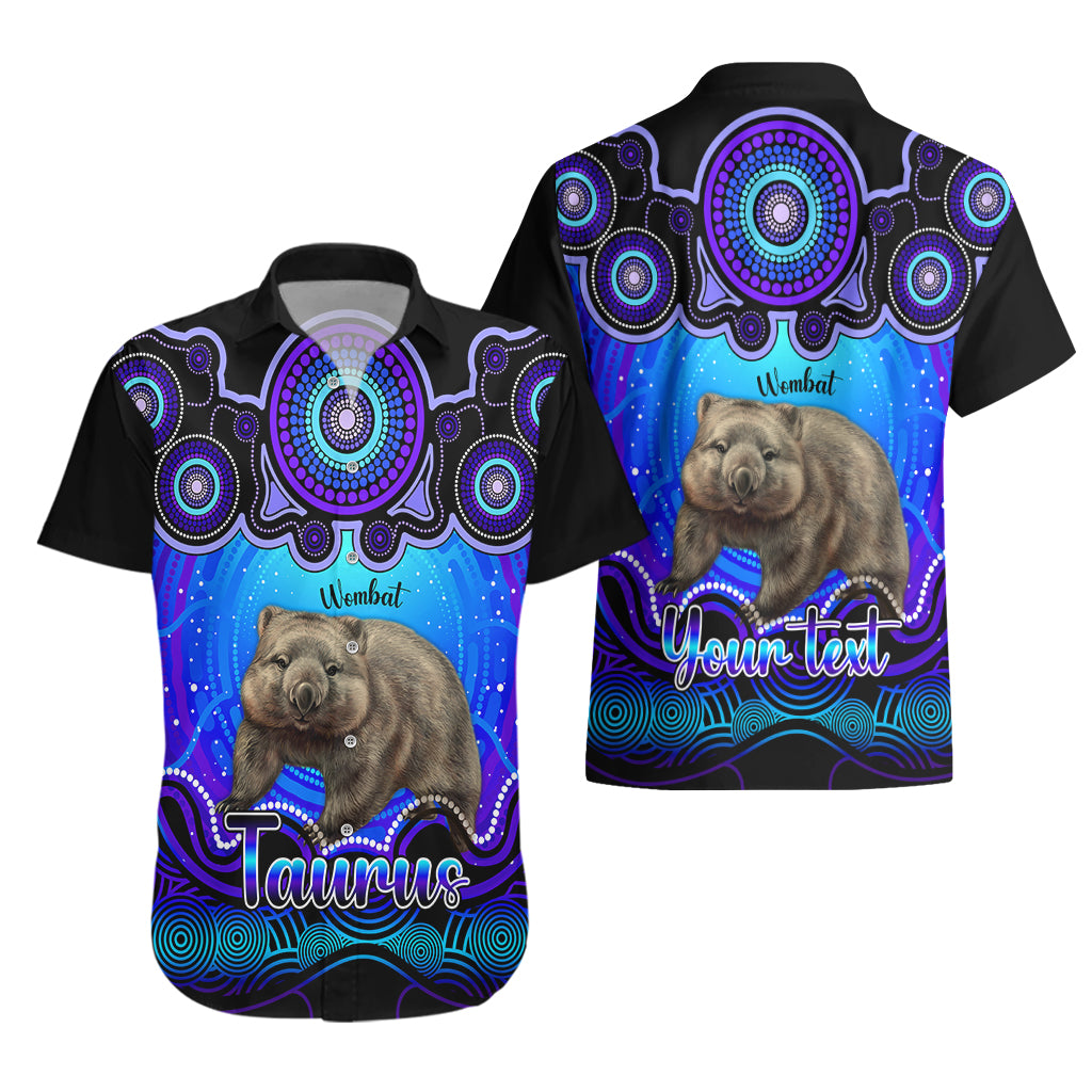 Personalised Australia Taurus Wombat Zodiac Hawaiian Shirt Auz Astrology Aboriginal - Blue - Vibe Hoodie Shop