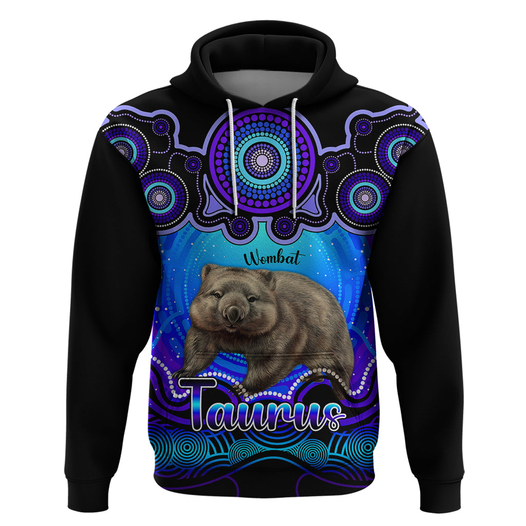 Personalised Australia Taurus Wombat Zodiac Hoodie Auz Astrology Aboriginal - Blue LT9 - Vibe Hoodie Shop