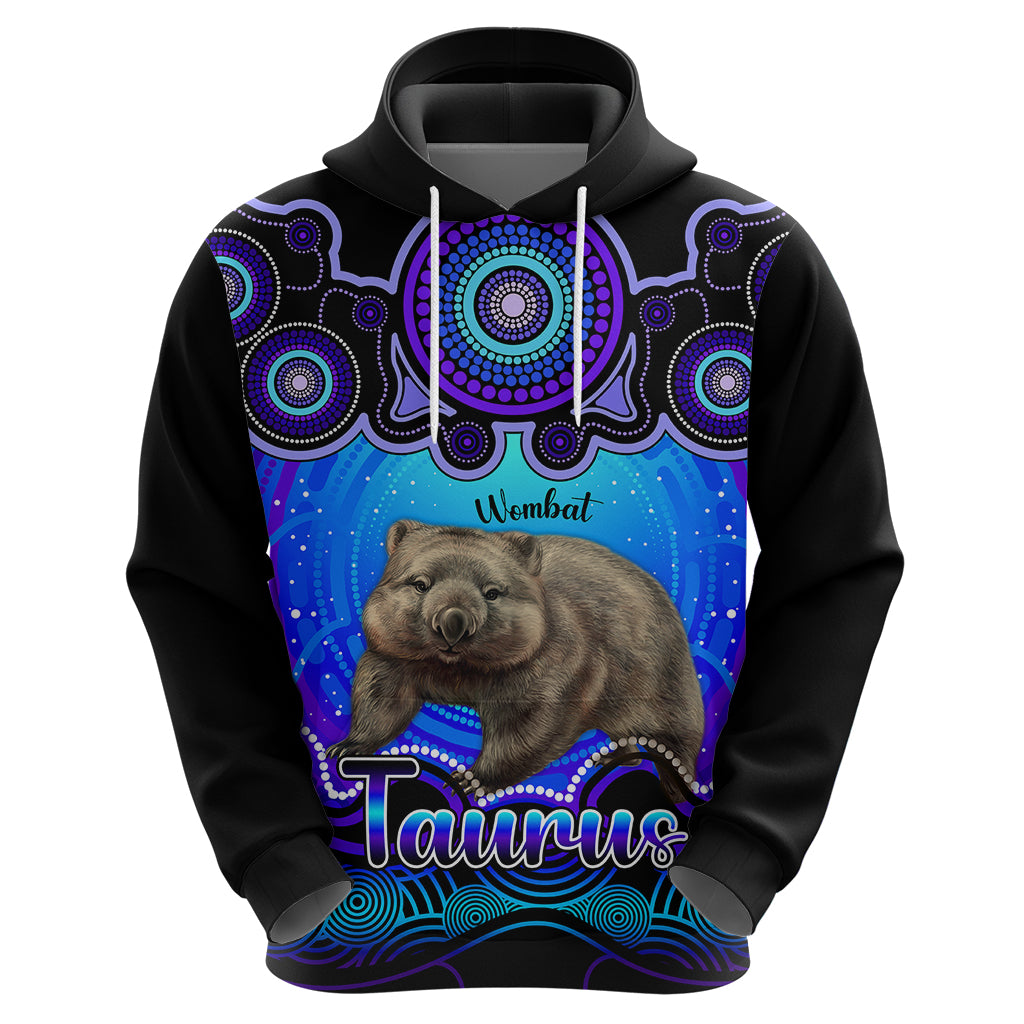 Personalised Australia Taurus Wombat Zodiac Hoodie Auz Astrology Aboriginal - Blue LT9 - Vibe Hoodie Shop
