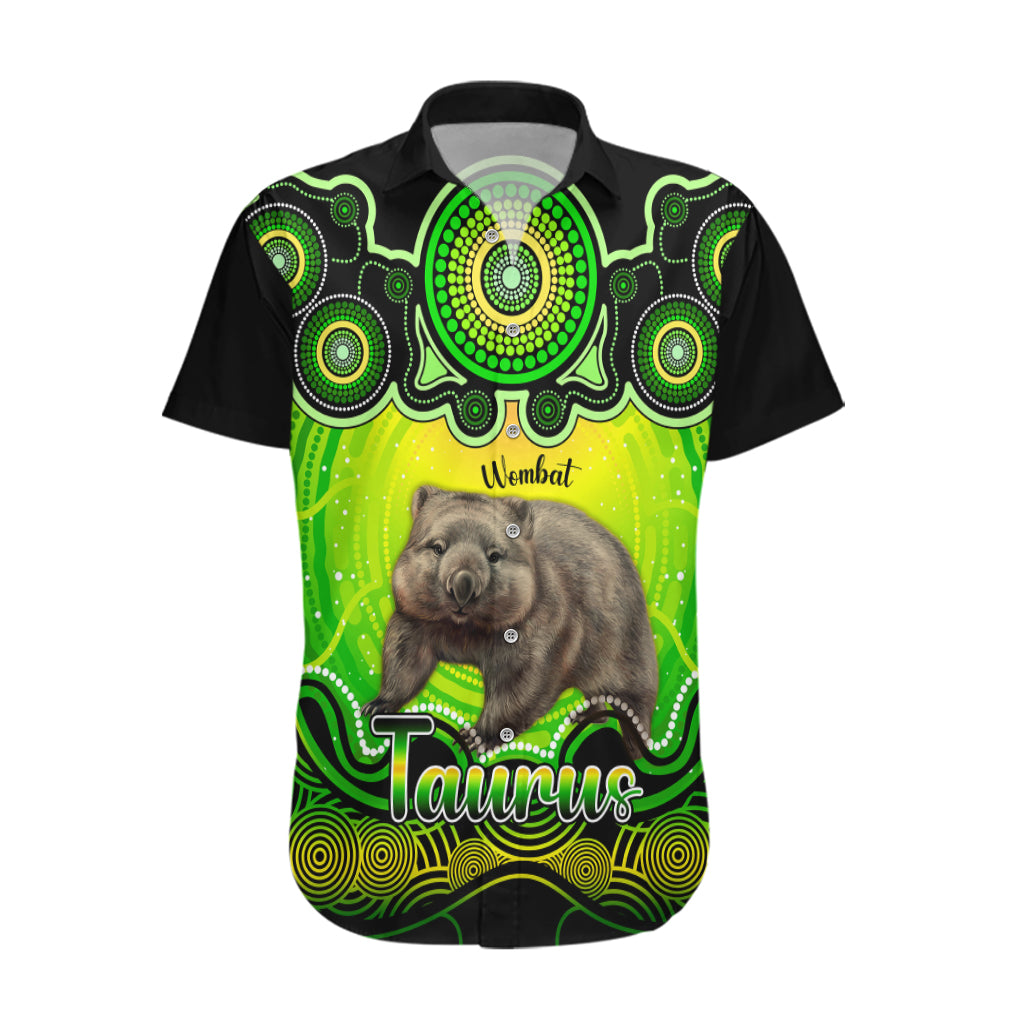 Personalised Australia Taurus Wombat Zodiac Hawaiian Shirt Auz Astrology Aboriginal - Green - Vibe Hoodie Shop