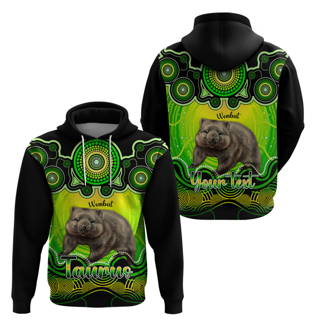 Personalised Australia Taurus Wombat Zodiac Hoodie Auz Astrology Aboriginal - Green LT9 - Vibe Hoodie Shop