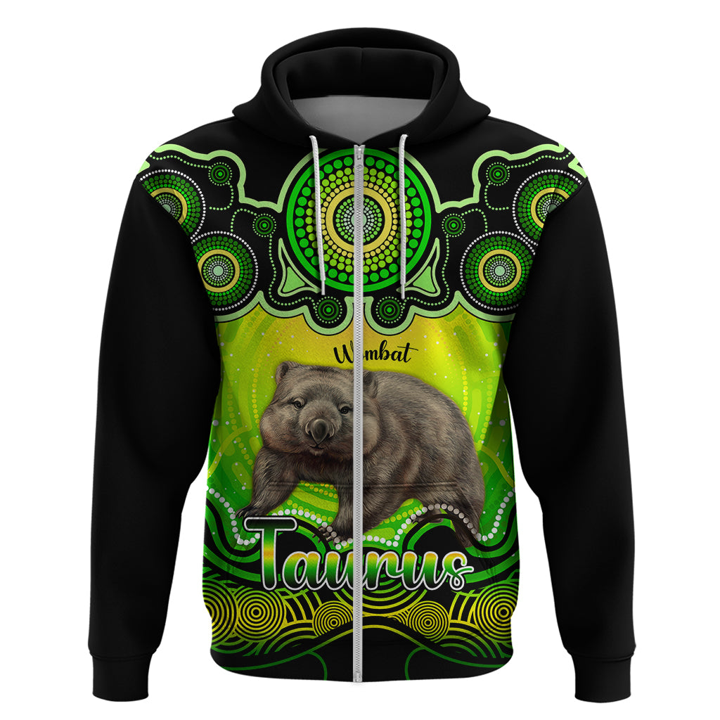 Personalised Australia Taurus Wombat Zodiac Hoodie Auz Astrology Aboriginal - Green LT9 - Vibe Hoodie Shop