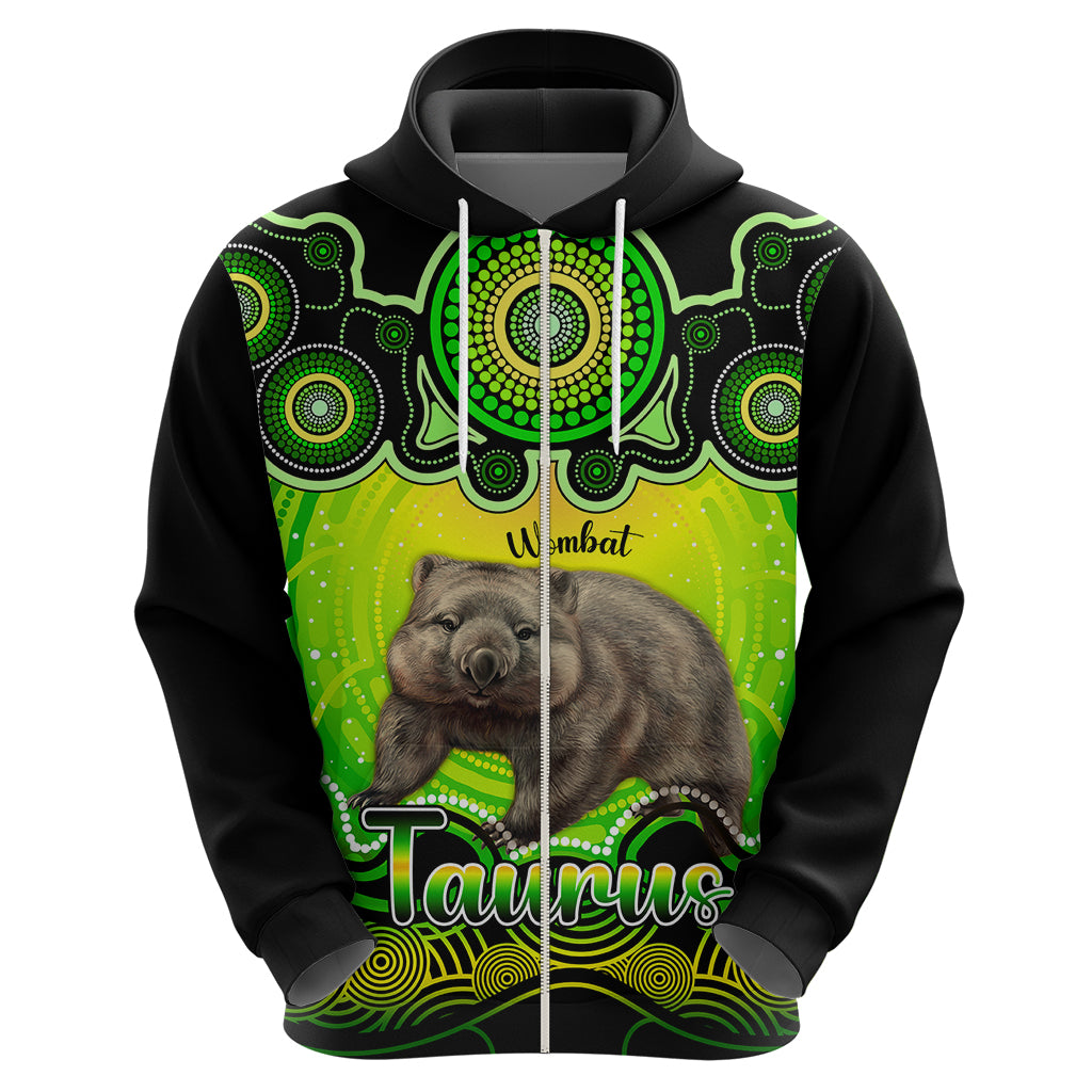 Personalised Australia Taurus Wombat Zodiac Hoodie Auz Astrology Aboriginal - Green LT9 - Vibe Hoodie Shop