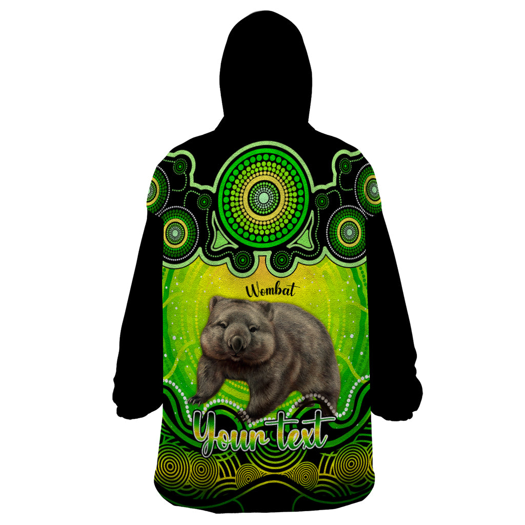 Personalised Australia Taurus Wombat Zodiac Wearable Blanket Hoodie Auz Astrology Aboriginal - Green - Vibe Hoodie Shop