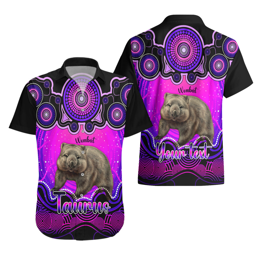 Personalised Australia Taurus Wombat Zodiac Hawaiian Shirt Auz Astrology Aboriginal - Magenta - Vibe Hoodie Shop