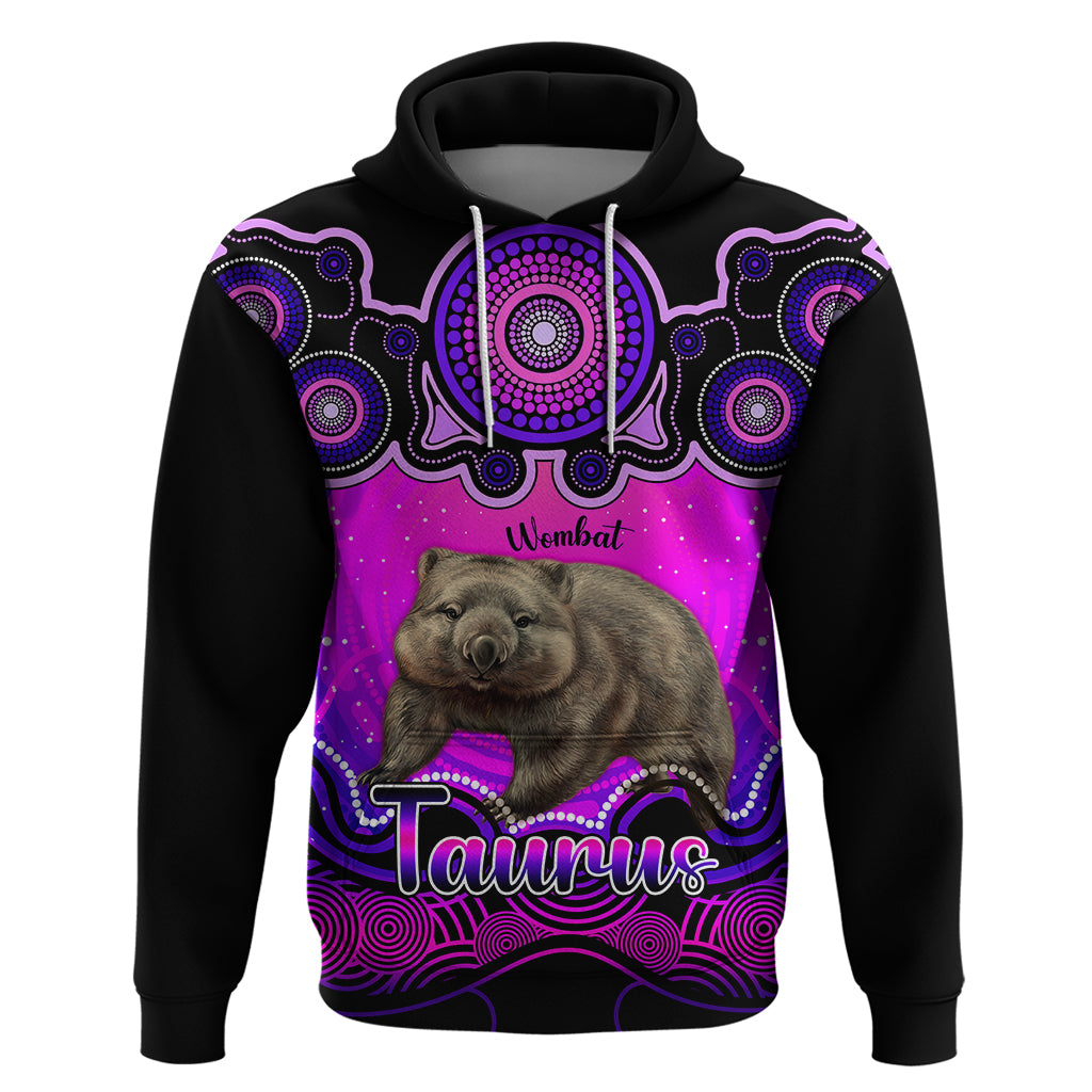 Personalised Australia Taurus Wombat Zodiac Hoodie Auz Astrology Aboriginal - Magenta LT9 - Vibe Hoodie Shop