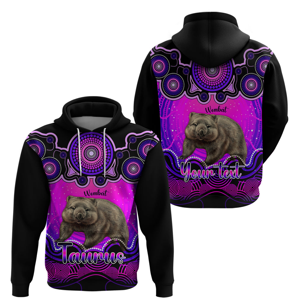 Personalised Australia Taurus Wombat Zodiac Hoodie Auz Astrology Aboriginal - Magenta LT9 - Vibe Hoodie Shop
