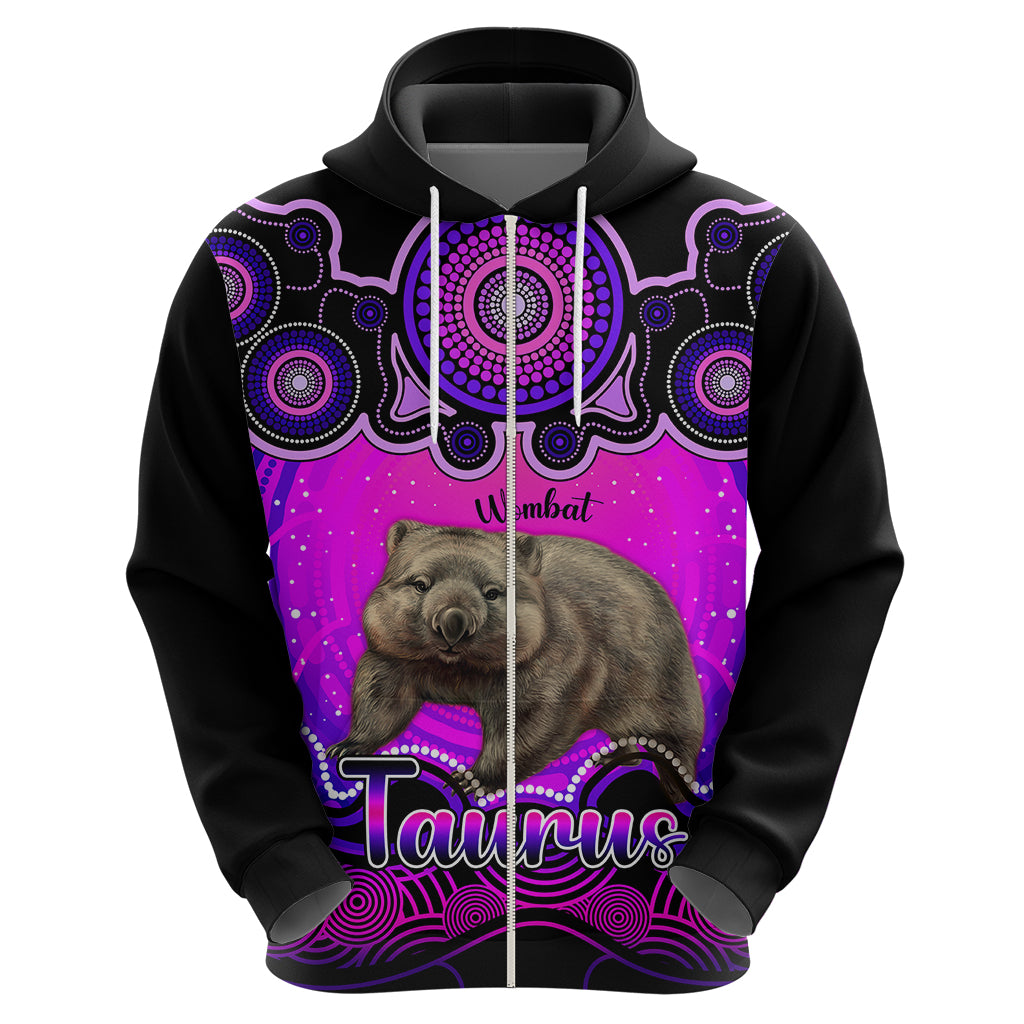 Personalised Australia Taurus Wombat Zodiac Hoodie Auz Astrology Aboriginal - Magenta LT9 - Vibe Hoodie Shop