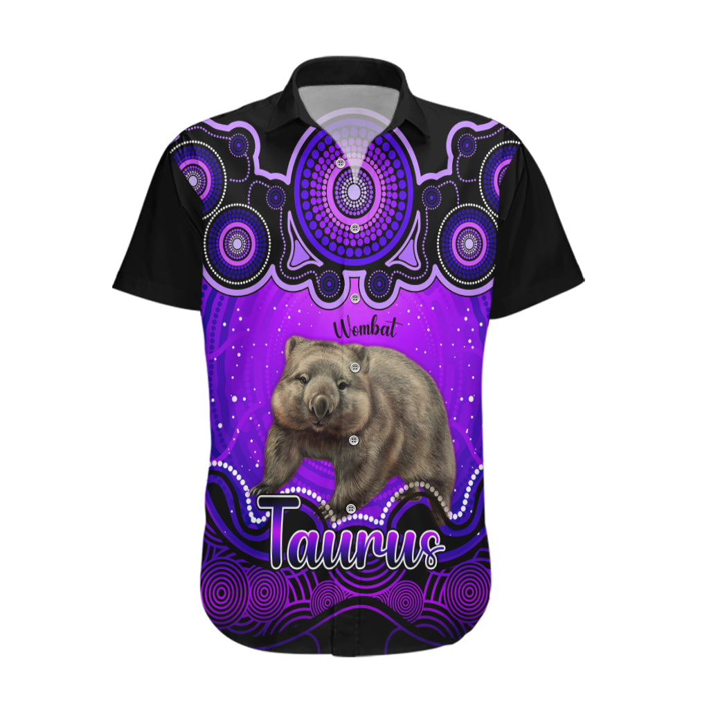 Personalised Australia Taurus Wombat Zodiac Hawaiian Shirt Auz Astrology Aboriginal - Purple - Vibe Hoodie Shop