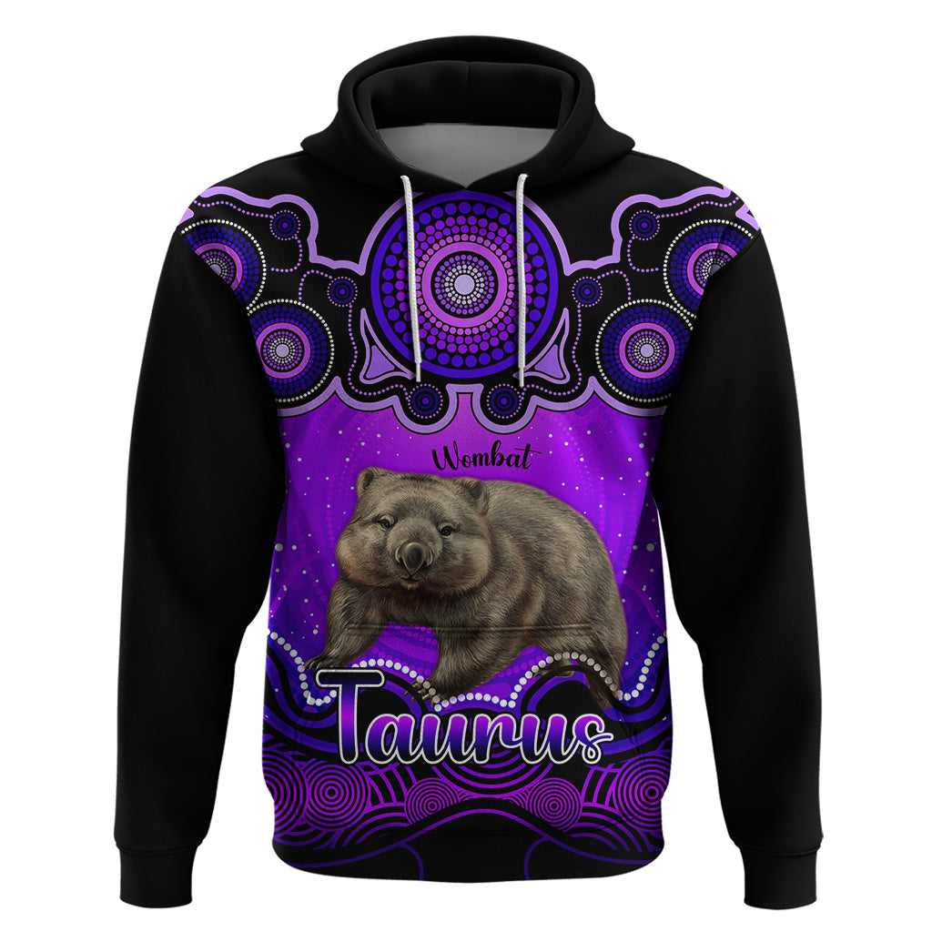 Personalised Australia Taurus Wombat Zodiac Hoodie Auz Astrology Aboriginal - Purple LT9 - Vibe Hoodie Shop