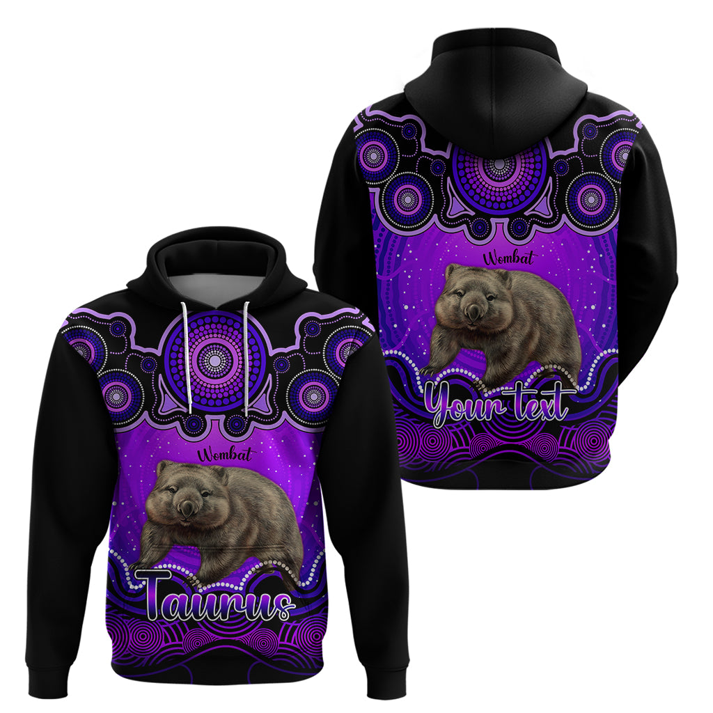 Personalised Australia Taurus Wombat Zodiac Hoodie Auz Astrology Aboriginal - Purple LT9 - Vibe Hoodie Shop