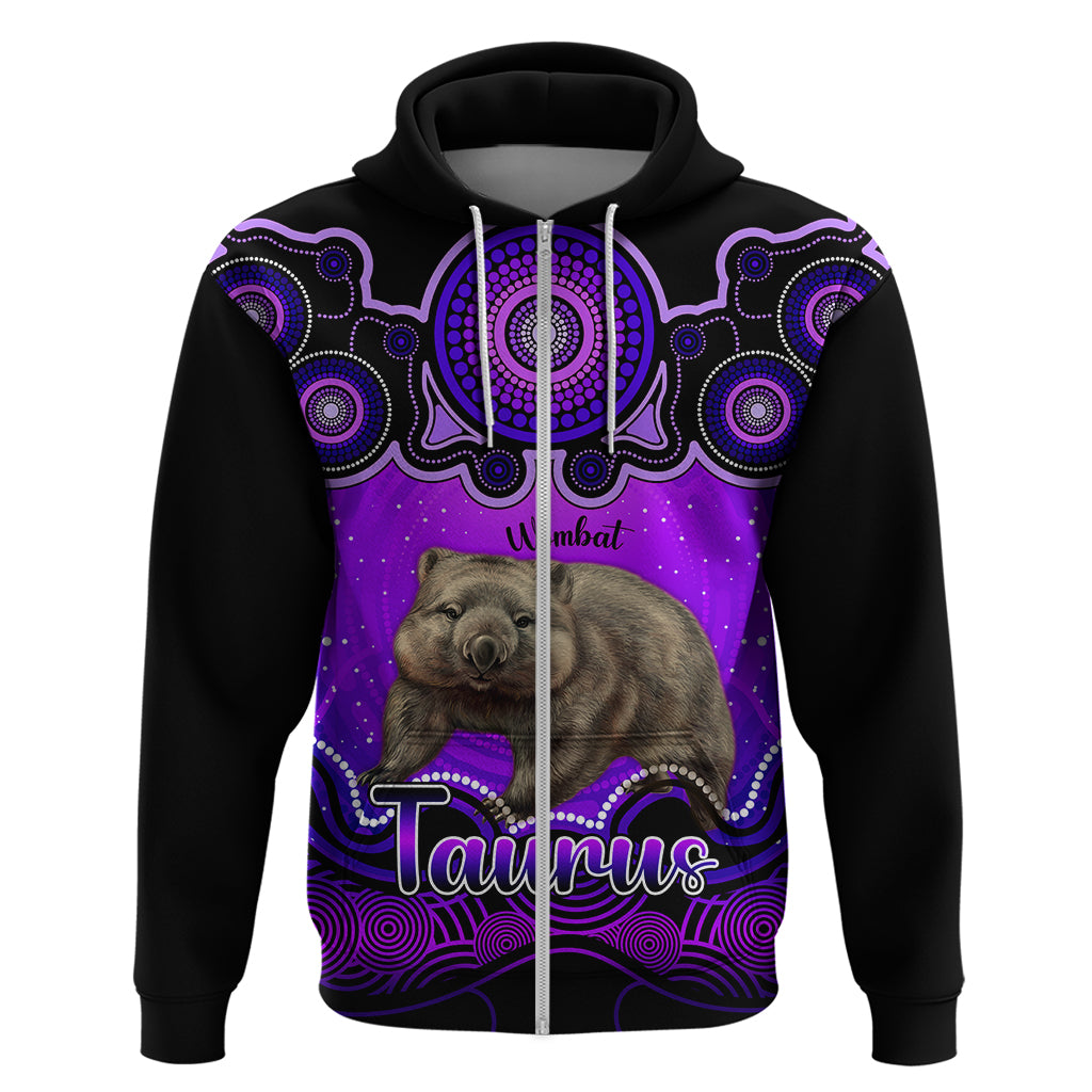Personalised Australia Taurus Wombat Zodiac Hoodie Auz Astrology Aboriginal - Purple LT9 - Vibe Hoodie Shop